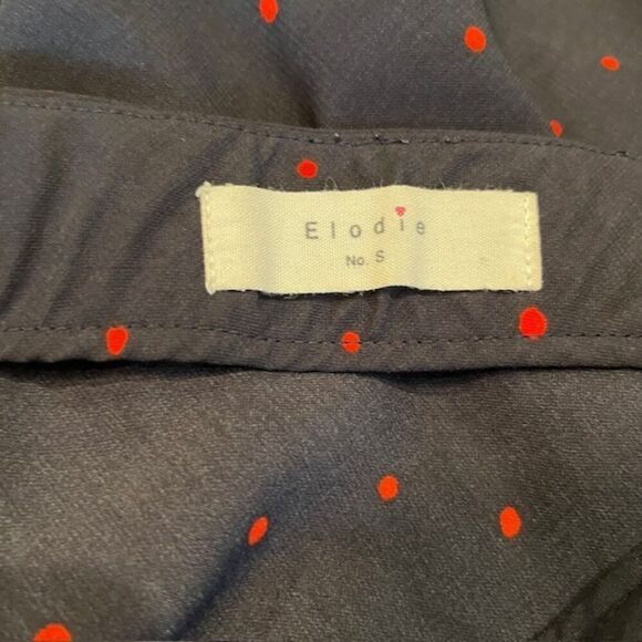 Elodie Navy Midi Skirt with Red Dots Flowy Breezy Side Zip Size Small - Picture 8 of 11